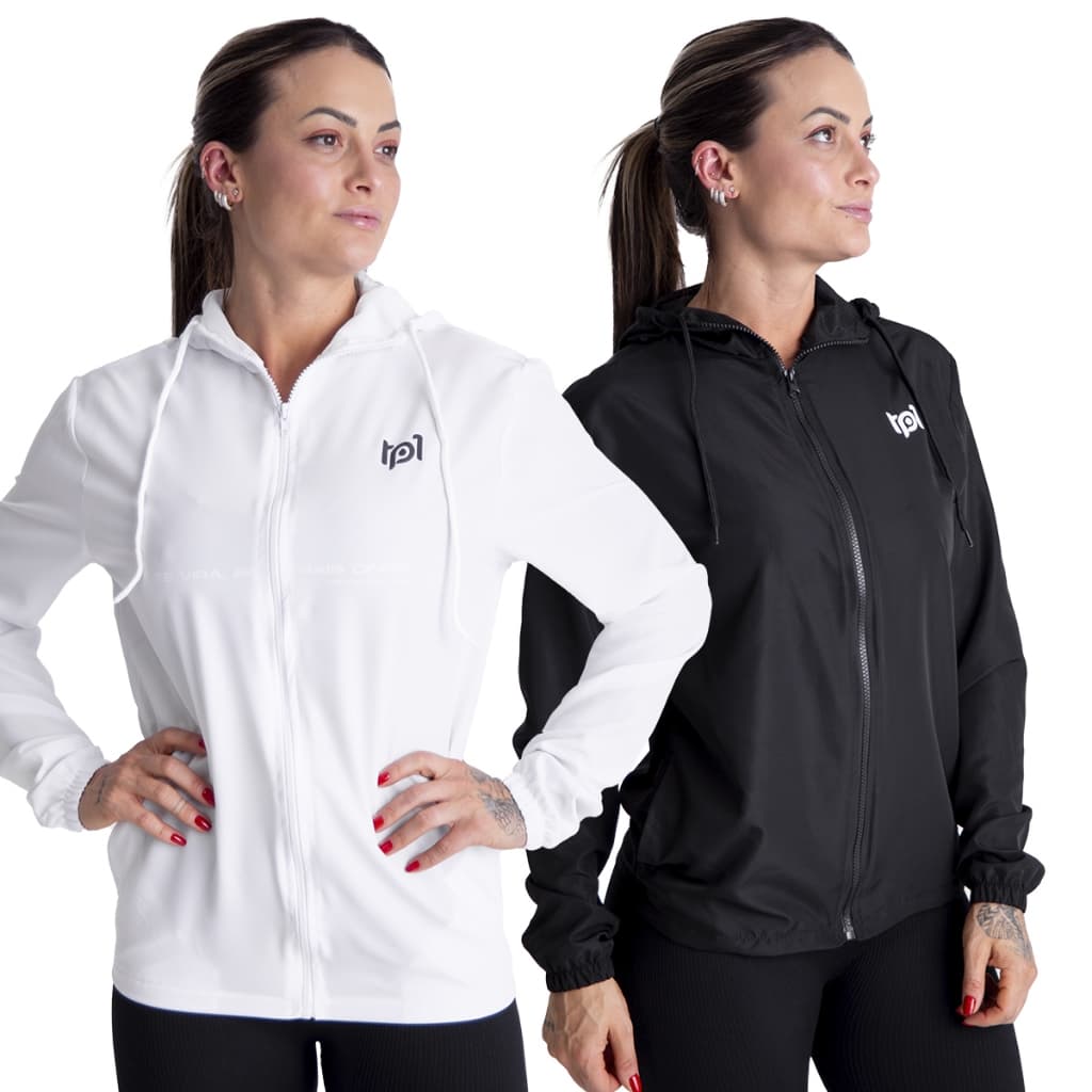 Kit com 2 jaquetas Corta Vento Feminina Esportiva Academia Suplex de Academia Ultra Fit Premium