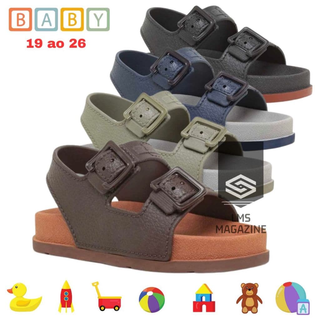 Papete Infantil - Papete Bebê - Sandália Infantil - Chinelo Bebê Com Fivela Ajustável Envio Full