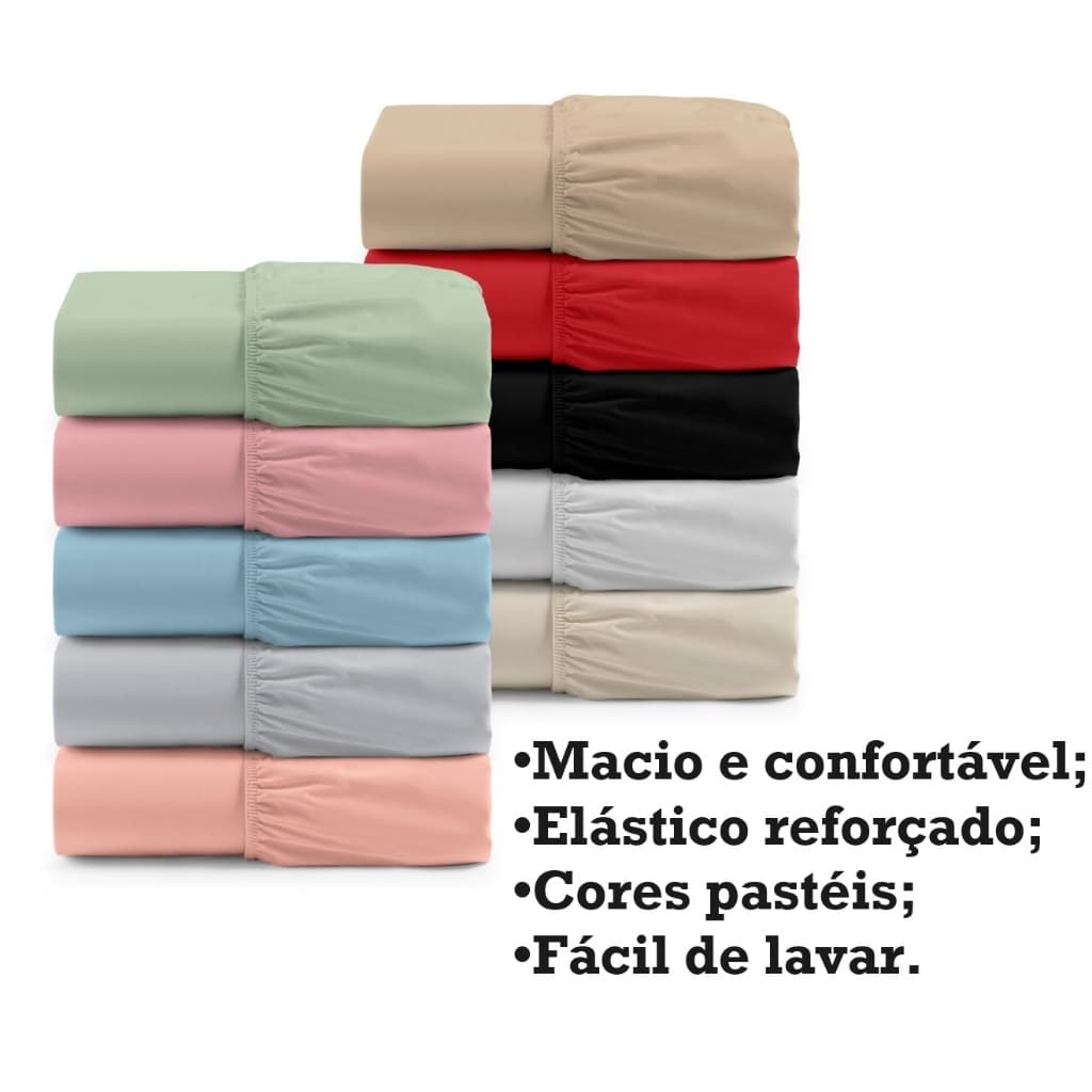 Kit 5 Lençol Casal Queen Size Avulso Com Elástico Tecido Micropercal 200 Fios Linha Hotel Clínica