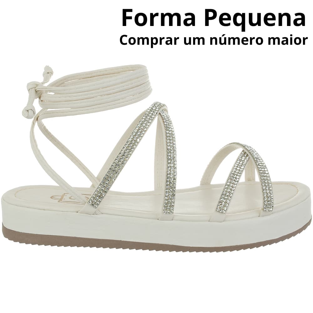 Sandália Feminina Flatform Amarração e Tira com Brilho
