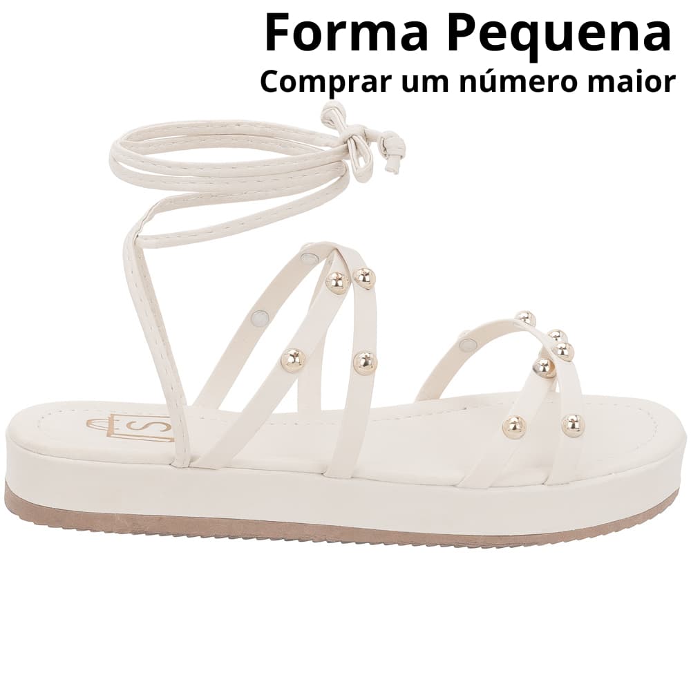 Sandália Feminina Flatform Amarração Detalhe em Tiras com Bolas