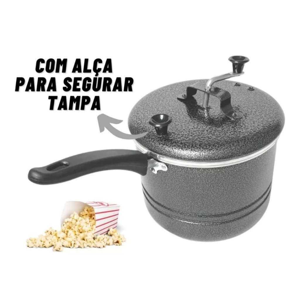 Pipoqueira Panela Alumínio Preto Craqueado 4,35 Litros