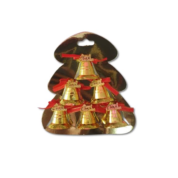 KIT 6 MINI Sinos Natalinos com Laço Vermelho para Pendurar Árvores de Natal Decoração Natalina