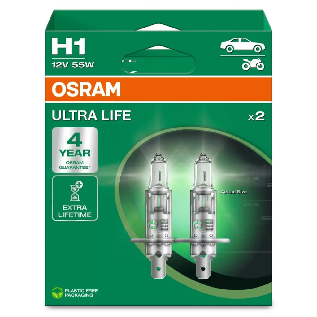 Par Lâmpada Osram Ultra Life H1 3200K 55w Garantia 4 anos