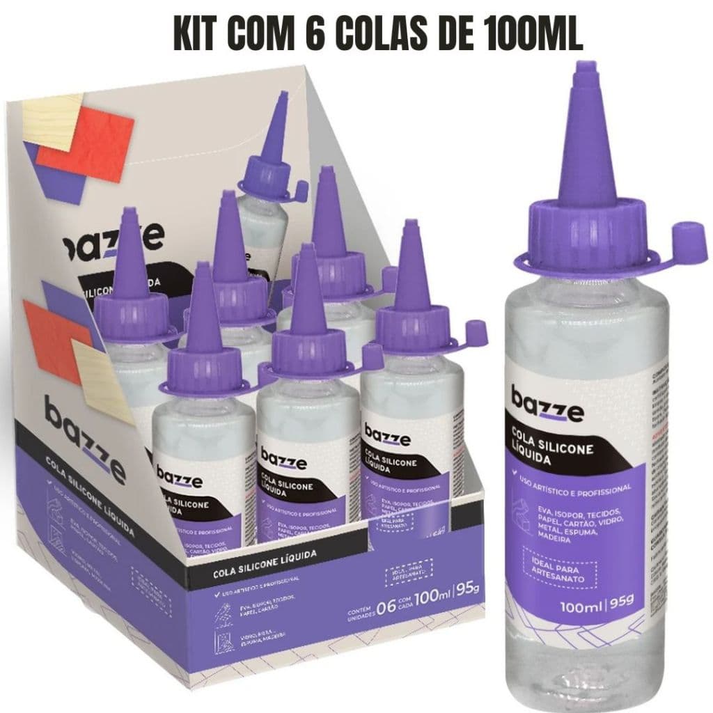 Cola Silicone Líquida 100ml Cada - Cola Para Artesanato Tecido Isopor Madeira MDF