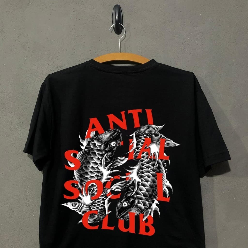 Camiseta ANTISOCIAL CARPA JAPÃO F/C  basica para o dia a dia 75% Algodao e 25% poliester Manga Curta Camisa Only