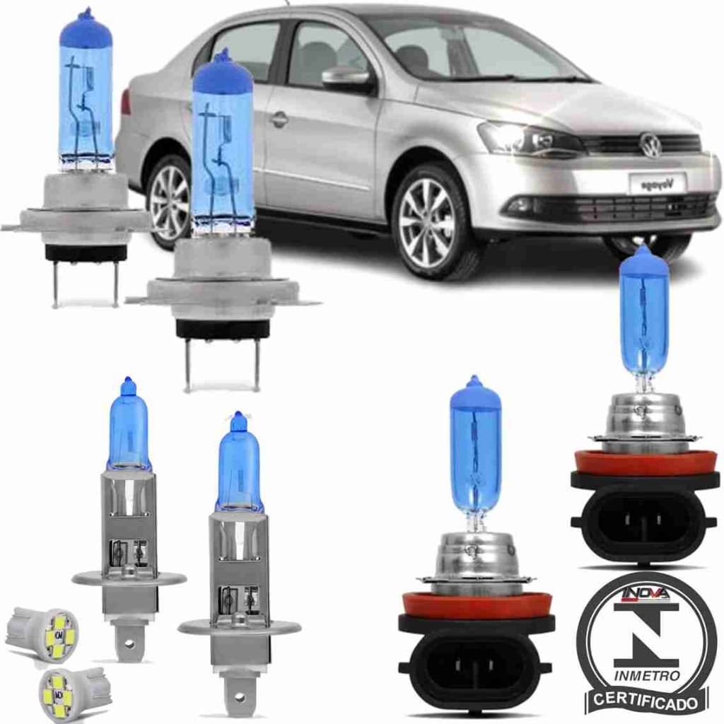 Kit Lampada Super Branca Vw Voyage G6 Farol Alto/baixo/milha/Pingo  H7 H1 H11 T10