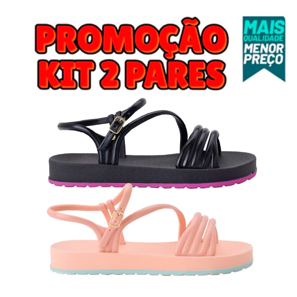 Kit 2 Pares  Sandalia Feminina Ortopedica Linda Leve Macia Estilosa Lançamento Mais Vendida 248