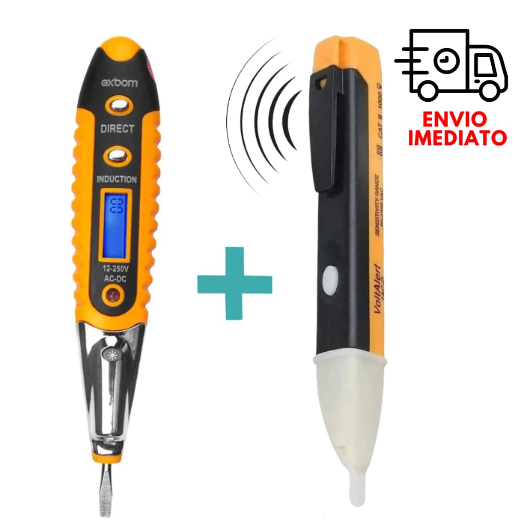 Kit Caneta Detectora de Tensão 90v a 1000v e Chave de Teste Digital de Corrente 12Va 250V Voltagem