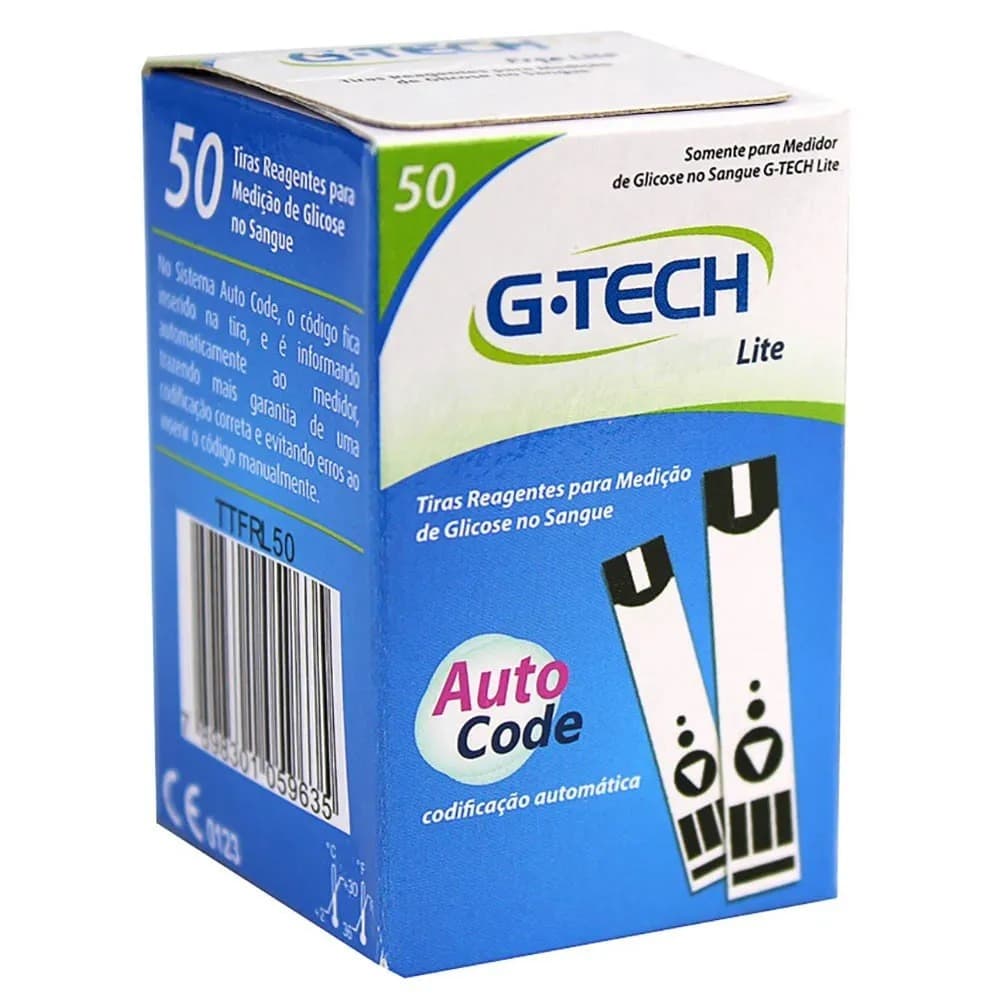 50 Tiras Reagentes G-Tech Lite - Com Nota Fiscal