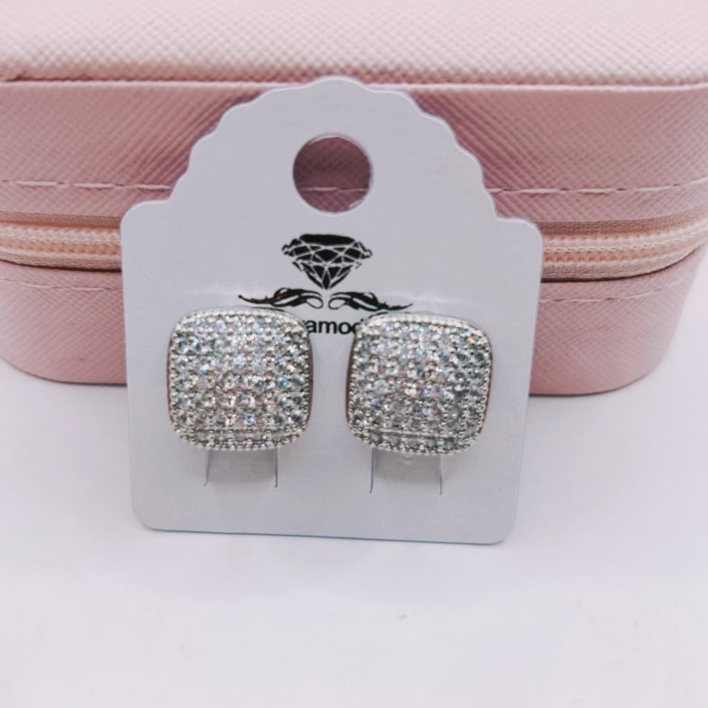 brinco feminino de pressão cravejado com pedra de zirconia