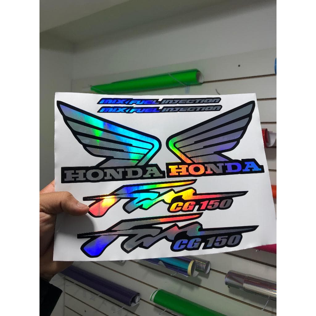 kit adesivos fan cg 150 mix holografico impresso