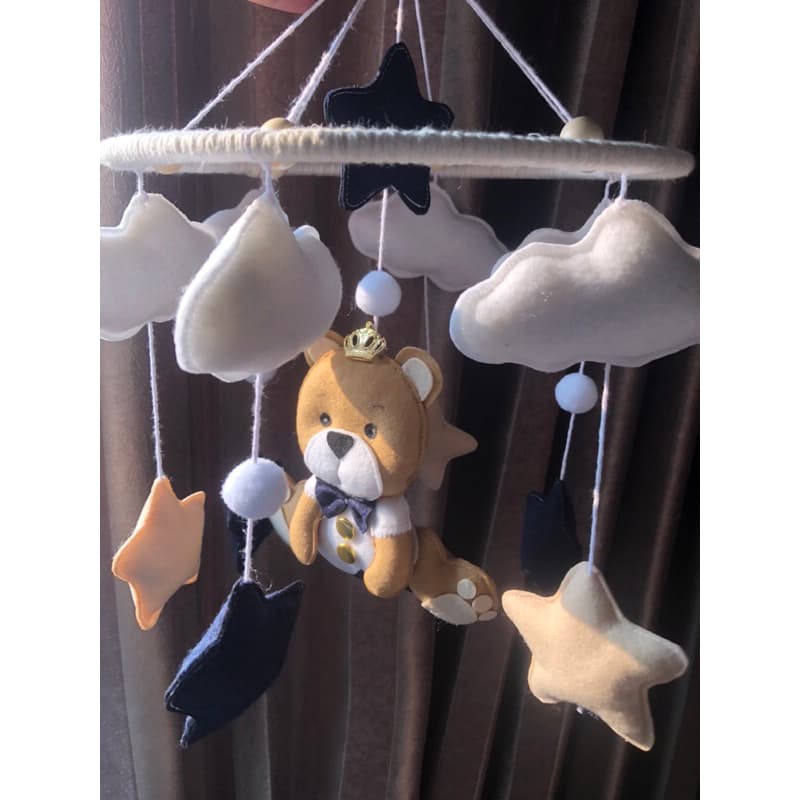 Decoração de quarto infantil para berço ursinho príncipe com pingente de cortina coroa menino menina móbile