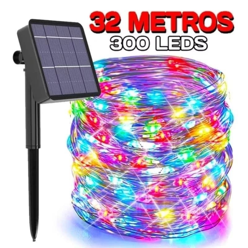 Pisca pisca 32 metros fio de fada solar led 300 lampadas