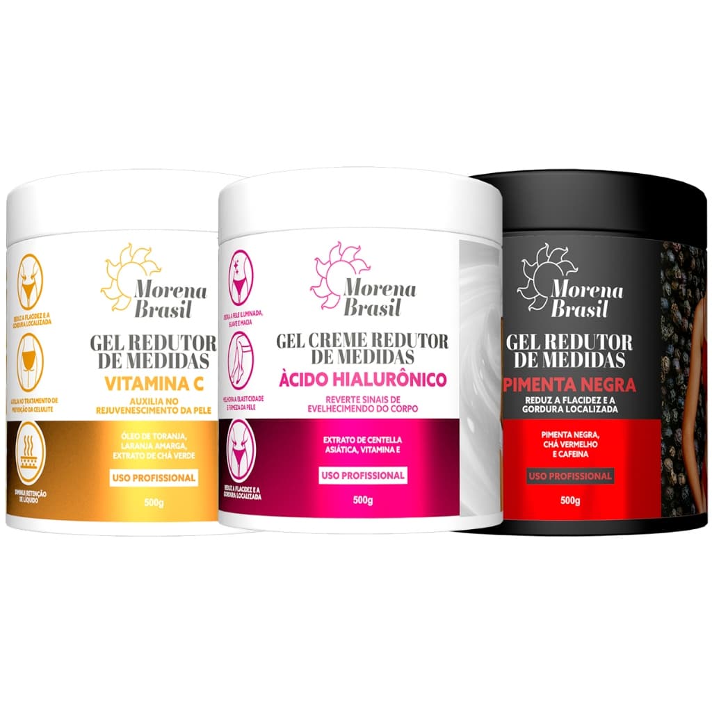 Kit Gel Redutor de Medidas | Pimenta Negra + Laranja Amarga + Ácido Hialurónico!