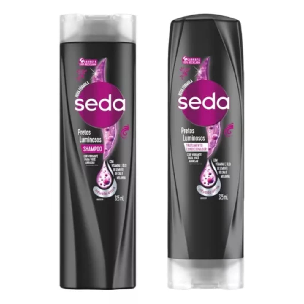 Kit Shampoo + condicionador Seda 325ml Pretos Luminosos