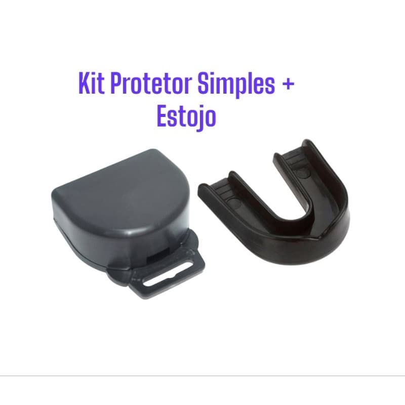 kit  Protetor Boca Simples Moldável MMA, JIU-JITSU, Boxe 1 Protetor + Estojo ---- PRETO