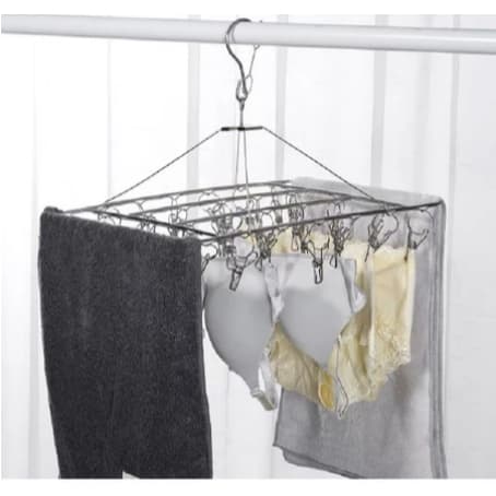 Varal 8, 10, 20 e 40 Clips Prendedores Apartamento Meia Roupa Inox Retângulo E Redondo