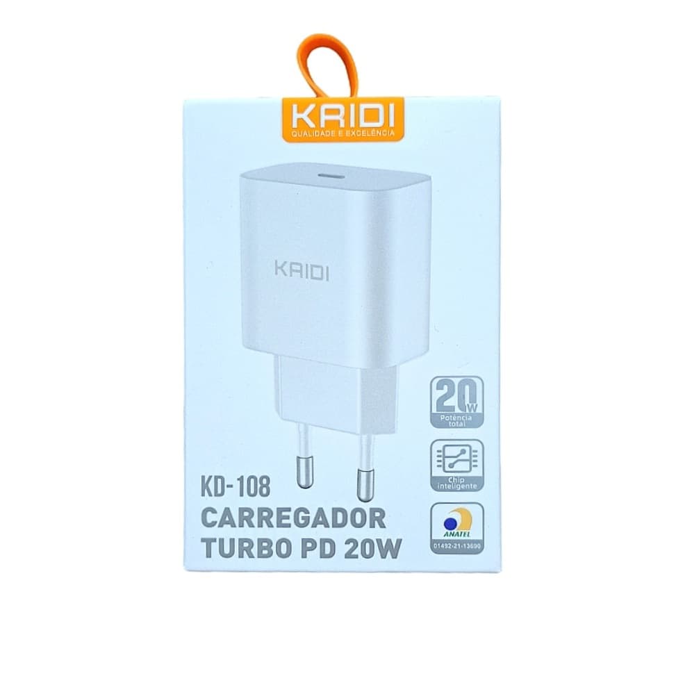 Fonte Carregador Entrada Tipo C Turbo Pd20w Kaidi Kd-108