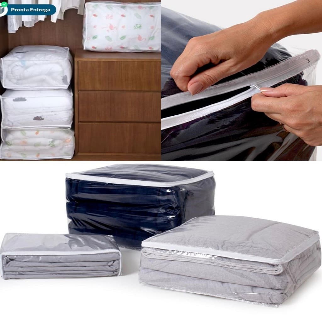Kit Com 4 Organizadores Multiuso/Saco Embalagem P-M-G Com Zíper PVC Transparente
