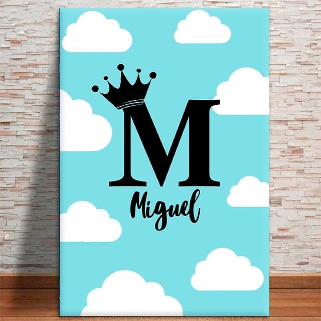 Quadro Decorativo Nome Miguel Quarto de Menino Baby MDF 3mm 4k