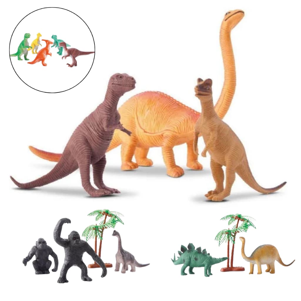Conjunto 10 Dinossauro Animais Pescoço Fino Emborrachados Jurassic Brinquedo Banho Piscina Praia