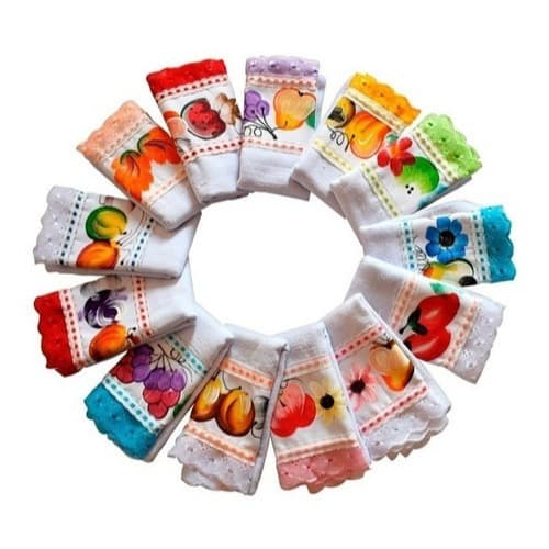 Kit 20 Pano De Prato Pintado Algodão Barrado Ultra Absorção Tolha de Cozinha