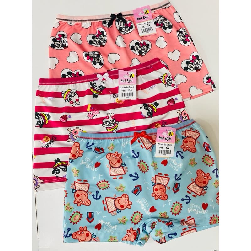 kit com 10 calcinha Box infantil estampadas
