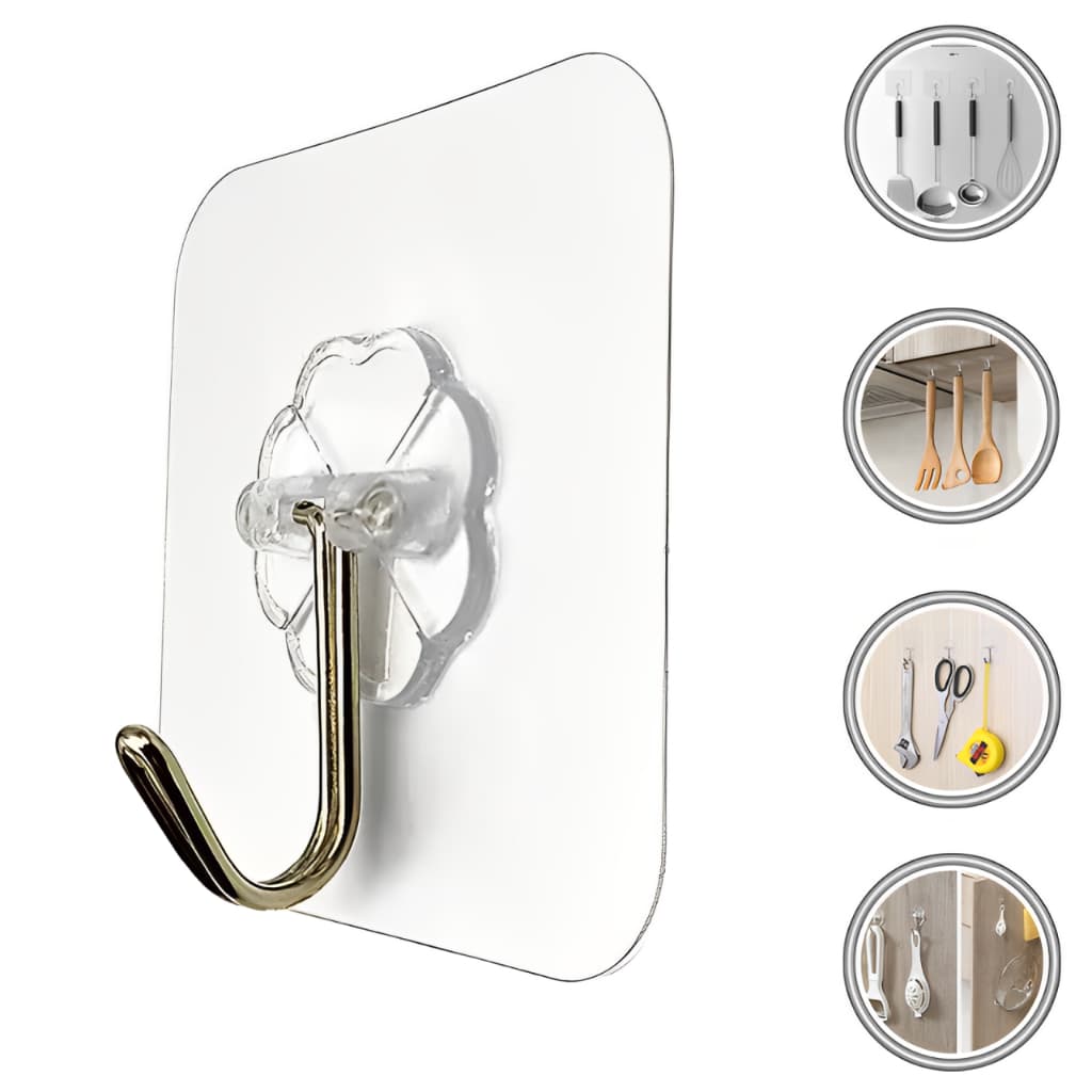 *kit* 5/10/20 Suporte Ganchos Adesivo Inox S/furos e Pregos Parede Universal Super Fixação Casa