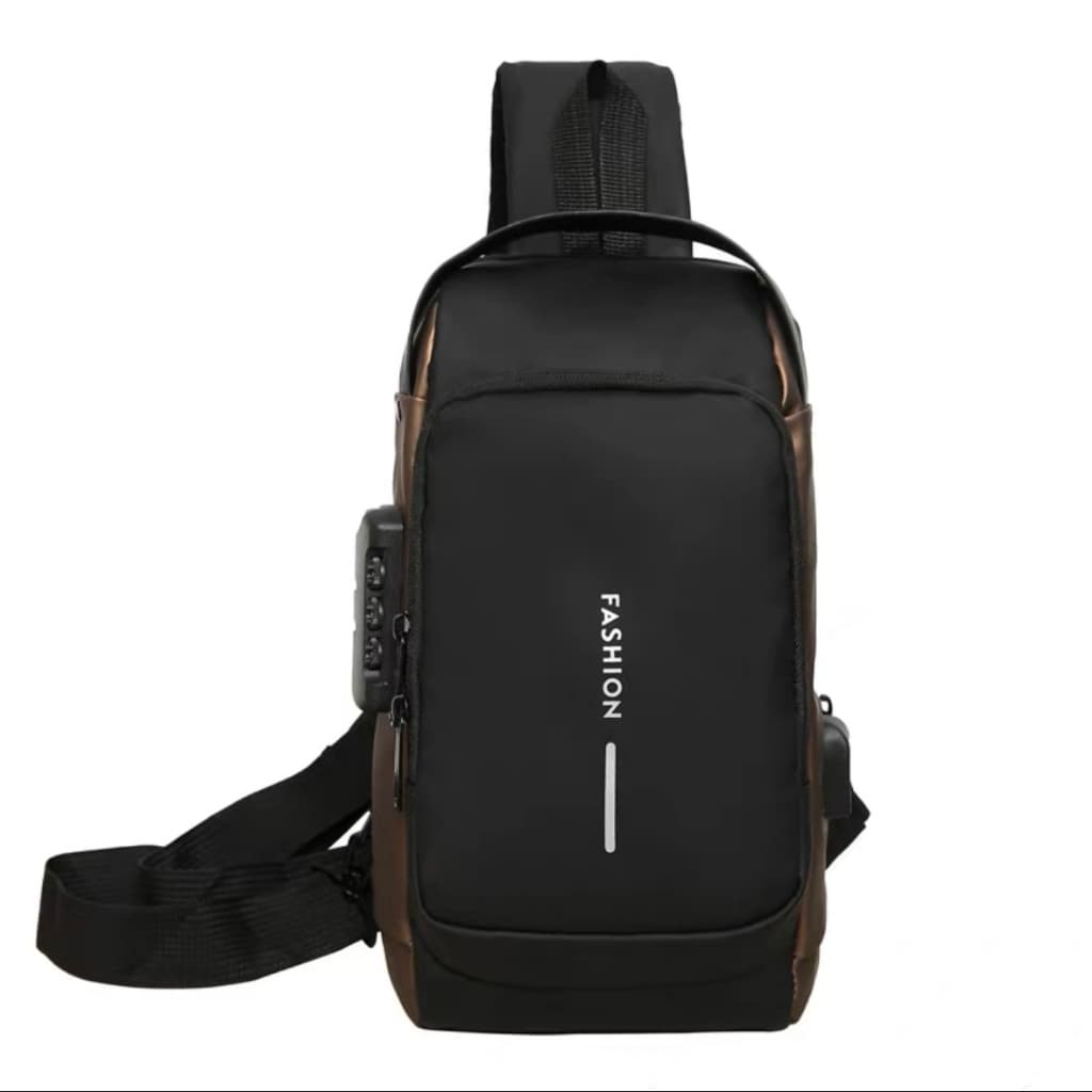 Bolsa Masculina Pochete Transversal Cadeado Ombro Impermeável Tecido Liso Antifurto Bolsa De Peito pochete008