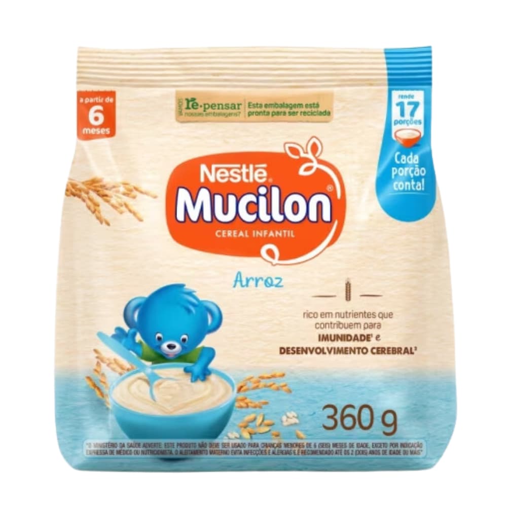 Cereal Infantil Mucilon Arroz Nestlé 360g | Nutrição Completa | Imunidade e Desenvolvimento Cerebral