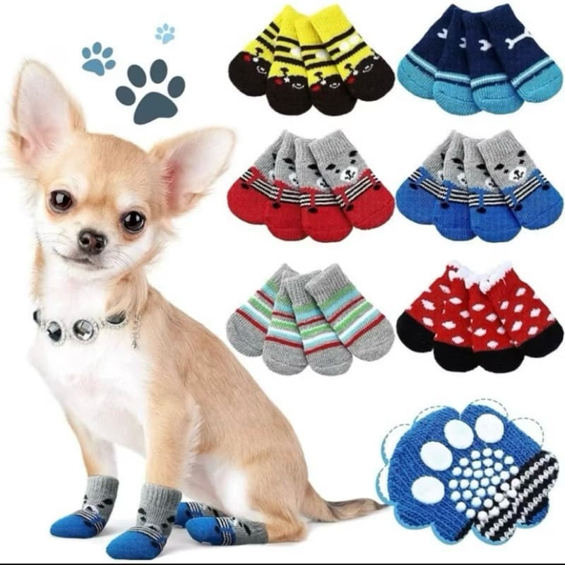 kit Meia Pet Antiderrapante Segurança Para Patinhas em Passeio Para Seu Pet Cães Cachorro e Gato