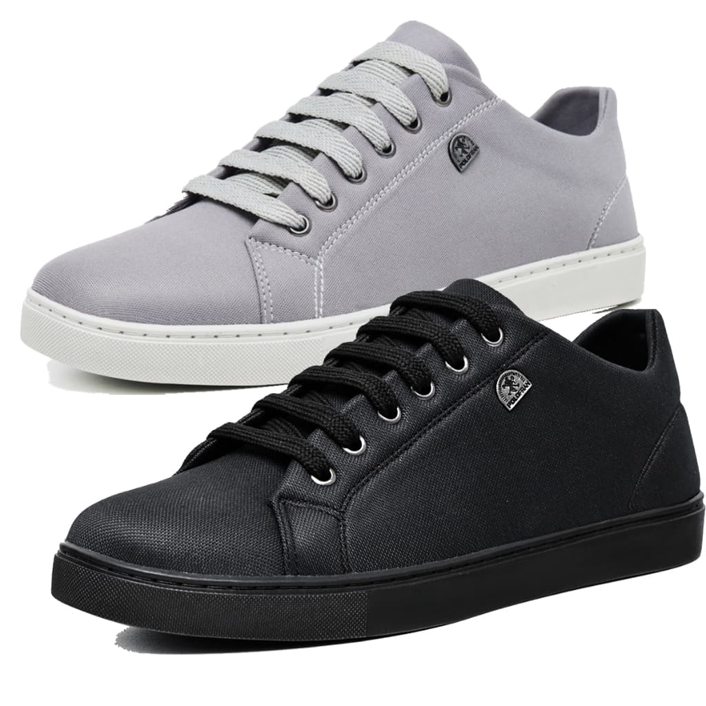 Kit 2 Pares Tênis Sapatenis Casual Confortável Slip On Mule Preto e Cinza