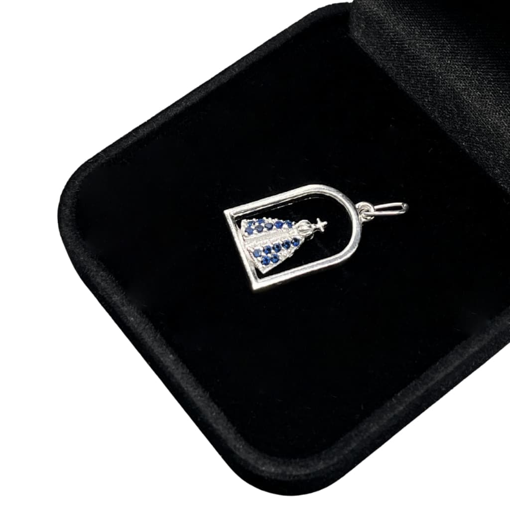 Pingente Feminino Nossa Senhora Aparecida Prata 925 Zircônia
