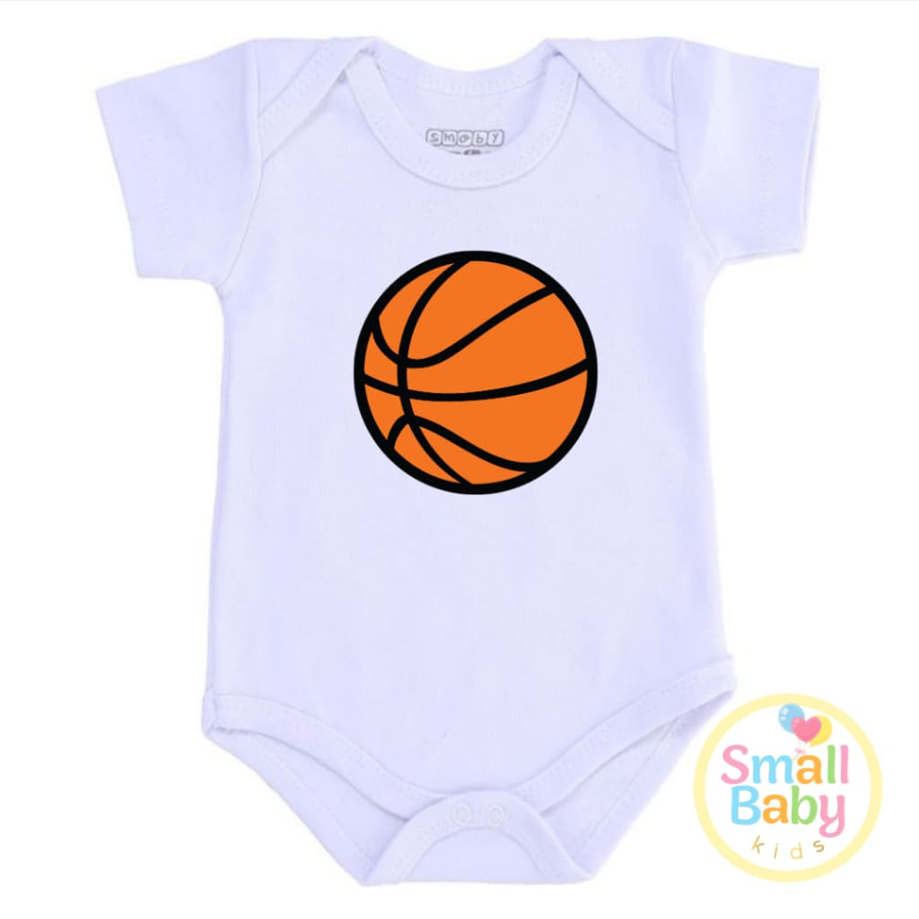 Body Bebe Infantil Bola Basquete Manga Curta