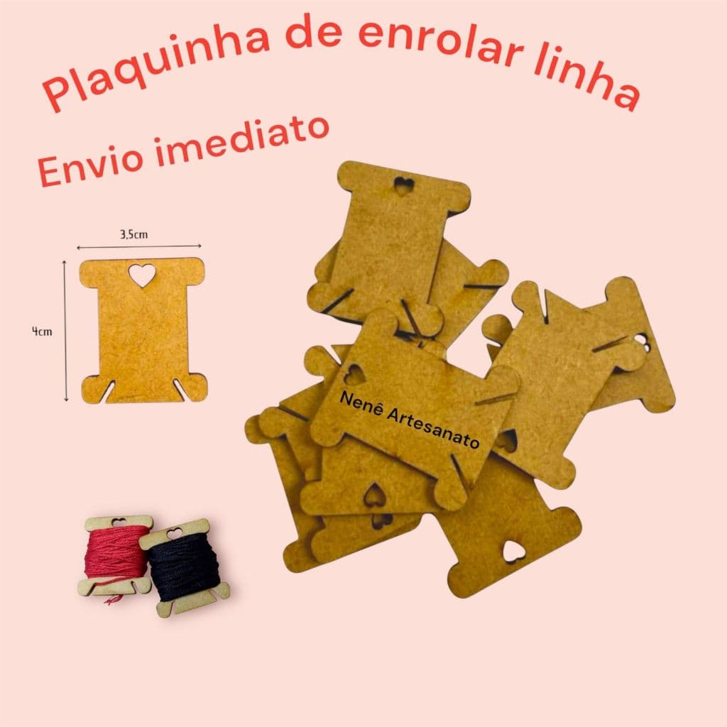 Kit Meadas Plaquetas para enrolar linhas de bordado em MDF cru