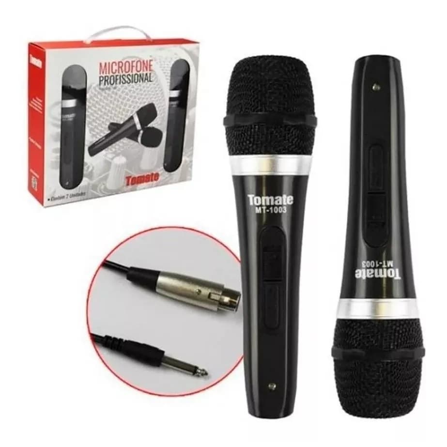 Microfone Profissional 2 unidades Com cabo - Tomate MT-1003