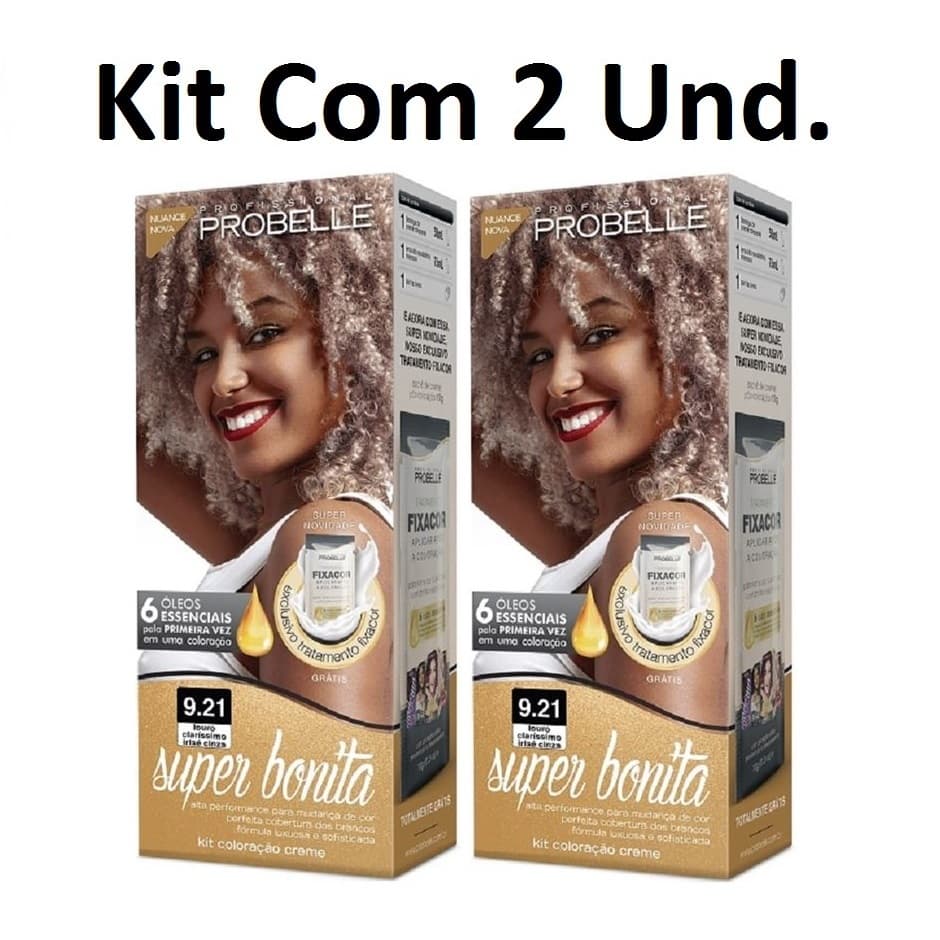 Kit 2 Coloração Super Bonita 50g - 9.21 Louro Claríssimo Irizé Cinza