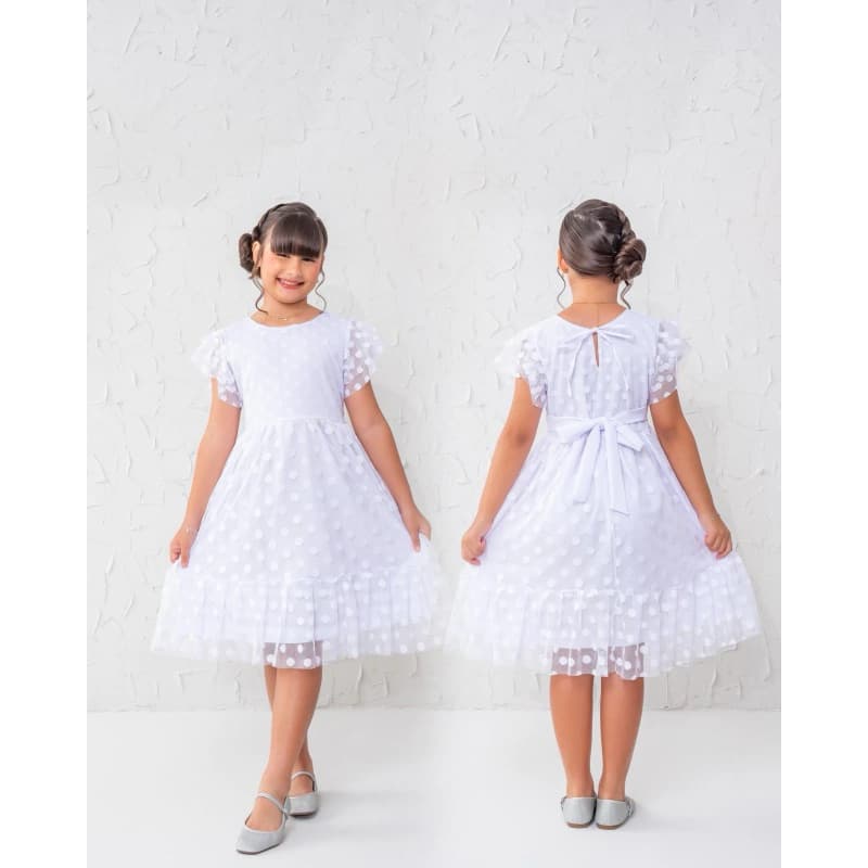 Vestido Branco Infantil e Juvenil 1 a 14 anos | Vestido Menina Luxo para Festa Formatura Batizado Ano Novo
