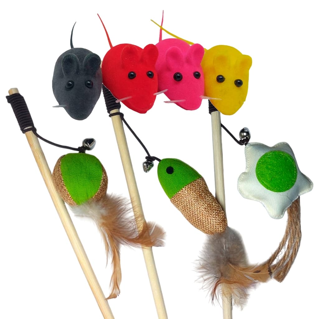 Brinquedos para Gato Varinha Unidade e Kit Diversão Guizo Ratinho