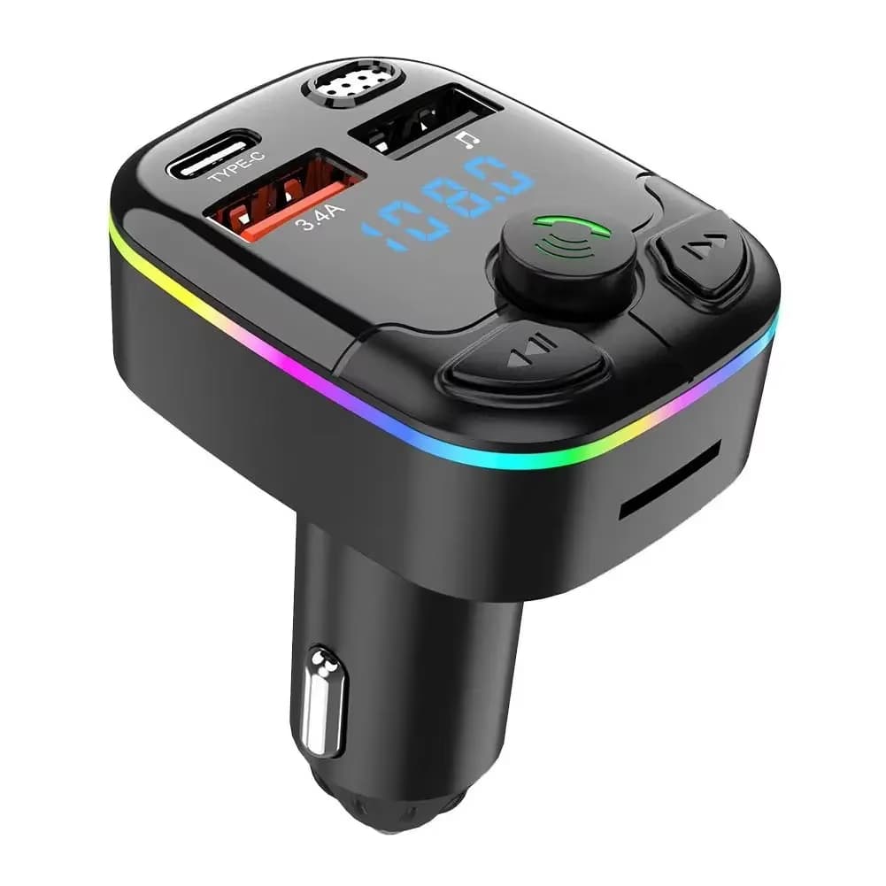 Carregador Veicular C8 Bluetooth e Transmissor FM Tipo-C Dual USB LANÇAMENTO 2024