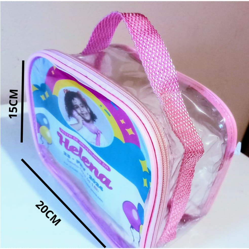 kit 18 Necessaire cristal com alça para lembrancinhas 20x15cm
