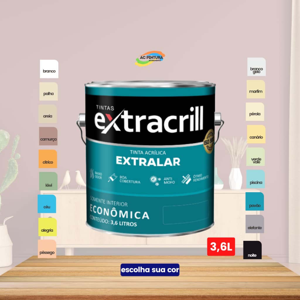 Tinta Acrílica Extracrill Extralar Galão Disponível em 18 cores