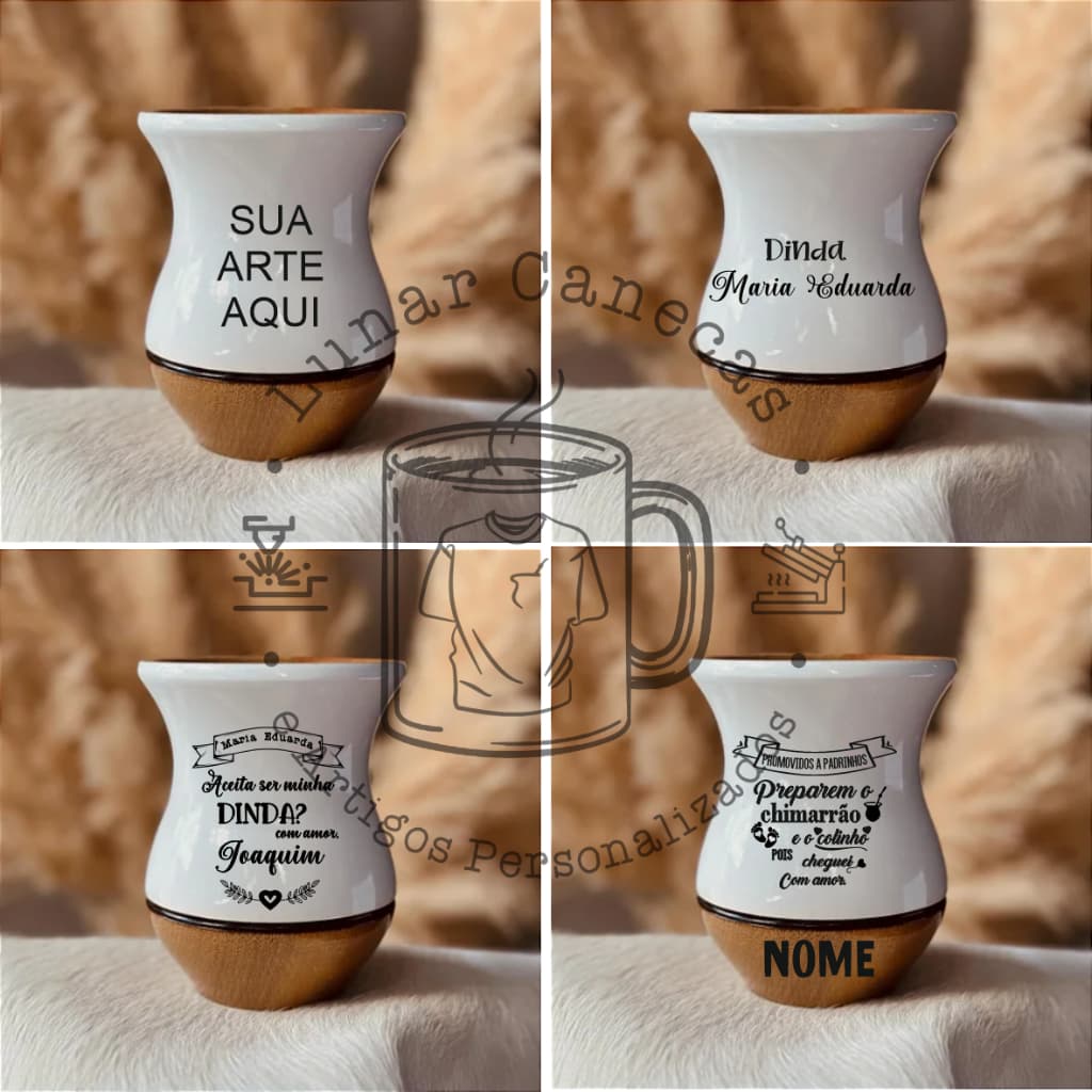 Cuia Imbuia/Madeira - Convite Padrinho - Convite Personalizado
