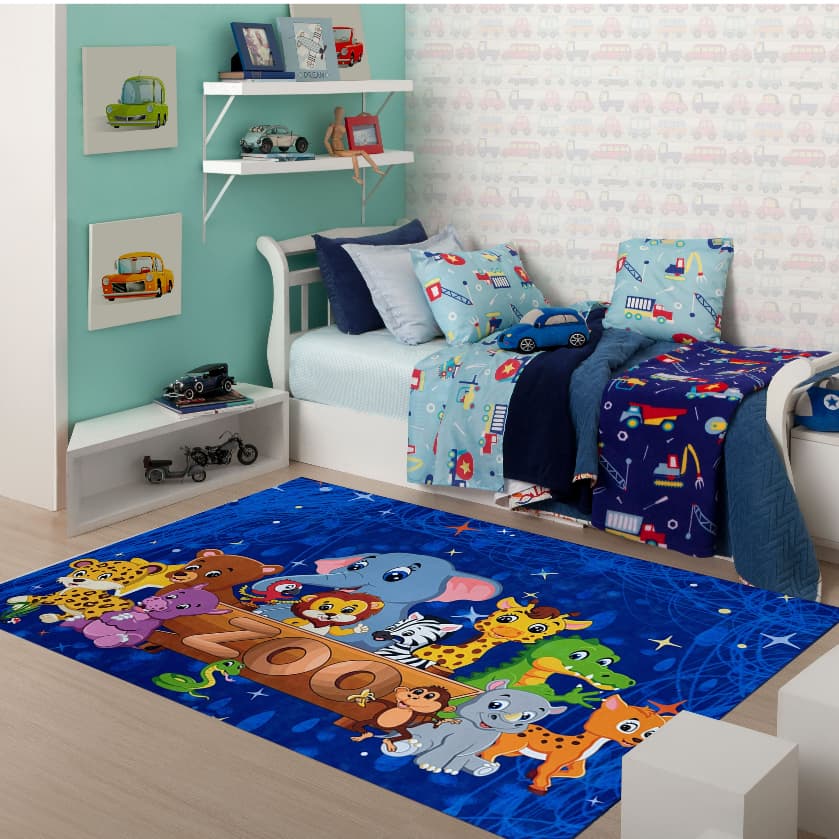 Tapete Infantil Atividade Antiderrapante Aveludado 140x100 Infantil Decorativo Quarto Sala