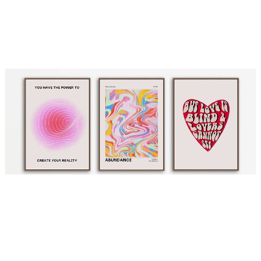Quadros decorativos Abstrato Retro Aura Gradiente Estético, Pintura Positiva (3 peças)