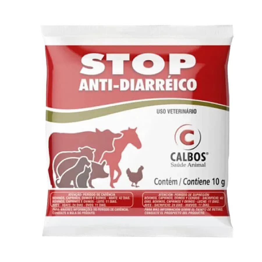 Stop Sachê 10g Anti Diarréico para Cães Gatos Bovinos Equinos Caprinos Suínos Aves