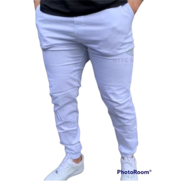 Calça Jogger Masculina Com Ponho Branca 4 Bolso Tendência