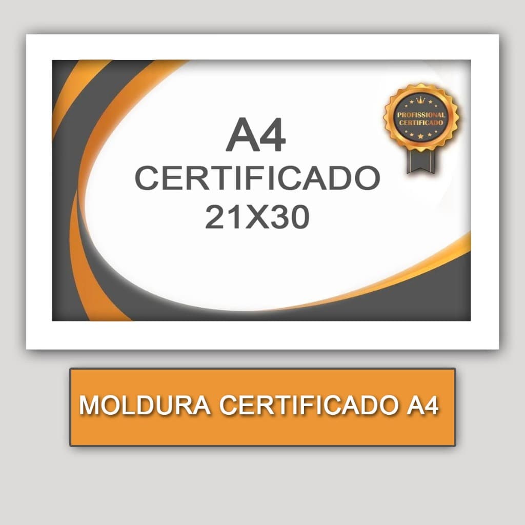 Moldura para Quadro Certificado Com Vidro A4 21X30 - BRANCO