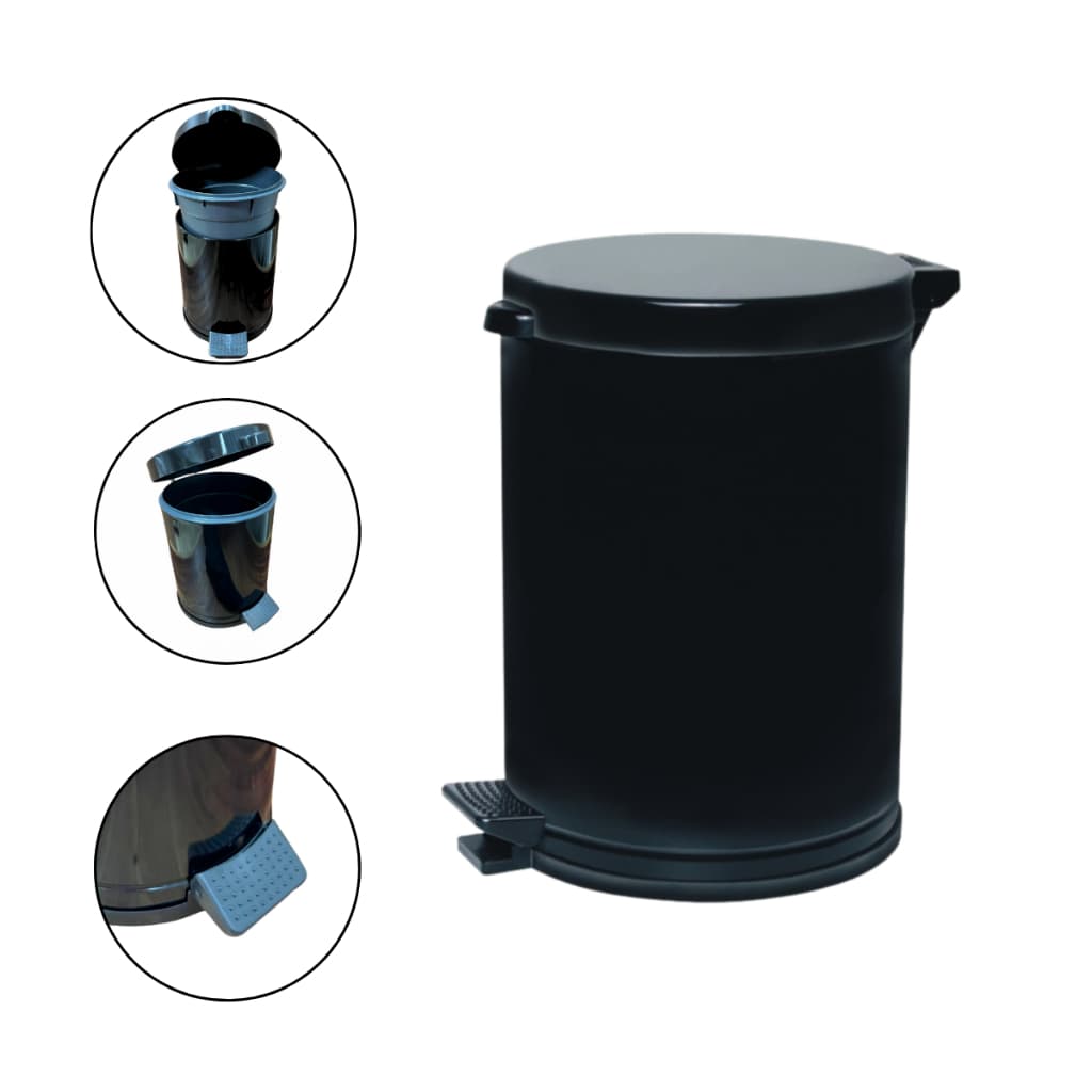 Lixeira Cesto De Lixo Pedal Pia Cozinha Banheiro 4,5 Litros Cor Preto